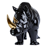 Статуэтка черный носорог с золотыми рогами Golden Horned Black Rhino варинант исполнения - 2 | Loft Concept в Саратове