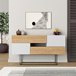 Комод c 2-мя белыми дверцами и 2-мя выдвижными ящиками цвета древесины EROS CONSOLE OAK WHITE варинант исполнения - 1 | Loft Concept в Саратове