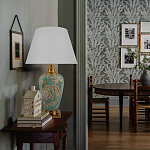 Настольная лампа бирюзовая с цветочным принтом Turquoise Flight варинант исполнения - 5 | Loft Concept в Саратове