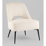 Кресло лаунж Бостон велюр рельефный молочный на черных ножках варинант исполнения - 1 | Loft Concept в Саратове