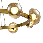 Люстра подвесная светодиодная с 9-ю круглыми плафонами коньячного цвета Iona Chandelier Brass  варинант исполнения - 3 | Loft Concept в Саратове