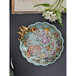 Блюдо из голубого фарфора с бронзовой птичкой Blue Garden варинант исполнения - 5 | Loft Concept в Саратове