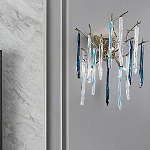 Бра с ветвистым каркасом из металла и подвесками из стекла Droplet Chandelier варинант исполнения - 1 | Loft Concept в Саратове