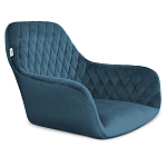 Барный стул со спинкой и подлокотниками на 4-х деревянных ножках Douglas Rhombus Синий Велюр варинант исполнения - 2 | Loft Concept в Саратове