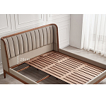 Кровать двуспальная с мягким изголовьем Moon Walnut Bed варинант исполнения - 9 | Loft Concept в Саратове