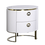 Тумбочка белая овальная с мраморной столешницей Thoroughbass варинант исполнения - 1 | Loft Concept в Саратове