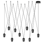 Подвесной светильник черными плафонами на длинных пересекающихся тросах Construction варинант исполнения - 7 | Loft Concept в Саратове