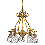 Люстра цвета латунь с 5-ю плафонами из рельефного стекла в форме ананаса Hinkley варинант исполнения - 1 | Loft Concept в Саратове