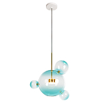 Подвесной светильник с прозрачными бирюзовыми стеклянными шарами и золотыми деталями Диаметр 43 Giopato & Coombes варинант исполнения - 1 | Loft Concept в Саратове