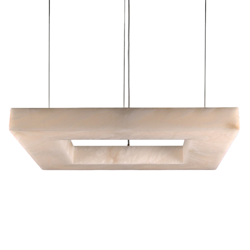 Люстра с квадратным каменным плафоном Calcite Square Light Латунь Белый Люстра с квадратным каменным плафоном Calcite Square Light Латунь Белый в Саратове | Loft Concept
