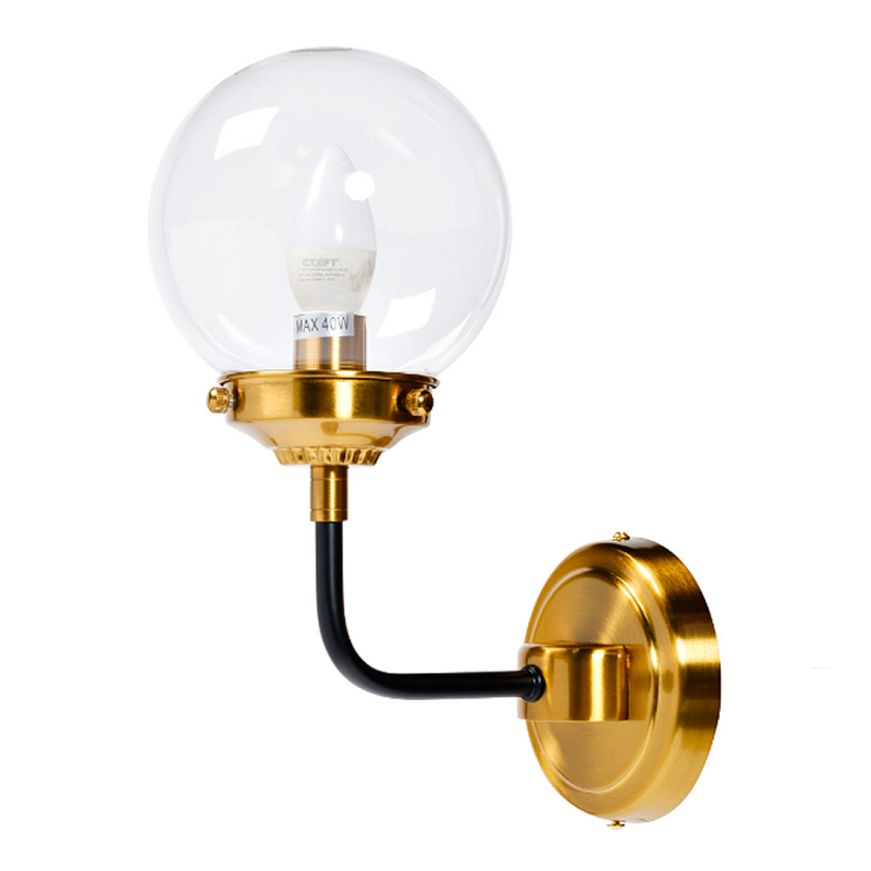 Бра БИСТРО Globe Clear Glass Single Sconce Brass  в Саратове | Loft Concept 