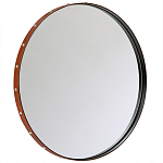 Зеркало овальное в металлической раме с кожаной отделкой Loft in Reflection варинант исполнения - 1 | Loft Concept в Саратове