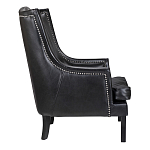 Кресло из натуральной кожи на 4-х деревянных ножках из массива бука Daniel Leather Armchair black варинант исполнения - 2 | Loft Concept в Саратове