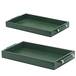 Комплект из двух прямоугольных подносов зеленого цвета Serpent варинант исполнения - 2 | Loft Concept в Саратове
