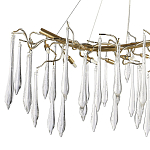 Линейная люстра с хрустальными подвесками в виде капель Droplet Crystal Gold Linear Chandelier 12 варинант исполнения - 2 | Loft Concept в Саратове