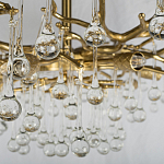 Потолочная люстра в виде ветвей деревьев золотого цвета с прозрачными подвесками-каплями Droplet Chandelier варинант исполнения - 5 | Loft Concept в Саратове