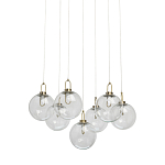 Люстра с 7-ю плафонами из прозрачного стекла в форме шара Orb Cascade  варинант исполнения - 1 | Loft Concept в Саратове