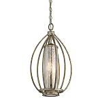 Подвесной светильник овальной формы с цилиндрическим плафоном в цвете сусальное серебро Kichler варинант исполнения - 1 | Loft Concept в Саратове