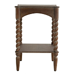 Приставной столик деревянный с резными ножками и нижней полкой Vintage Side Table Brown Wood варинант исполнения - 3 | Loft Concept в Саратове