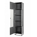 Шкаф-витрина цвета графит с полками и стеклянной дверью Strict Lines варинант исполнения - 3 | Loft Concept в Саратове