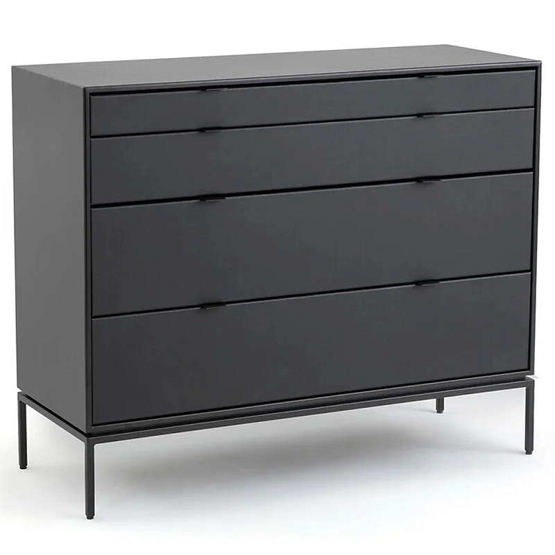 Комод из металла и кожи Guarin Chest of Drawers Черный Черный матовый Комод из металла и кожи Guarin Chest of Drawers Черный Черный матовый в Саратове | Loft Concept
