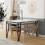 Стол обеденный с прямоугольной столешницей пыльного белого цвета на 4-х металлических ножках PAL ANCIENT WHITE варинант исполнения - 3 | Loft Concept в Саратове