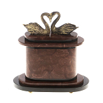 Часы настольные из натурального камня с декором в виде двух лебедей Swans Stone Clock варинант исполнения - 7 | Loft Concept в Саратове