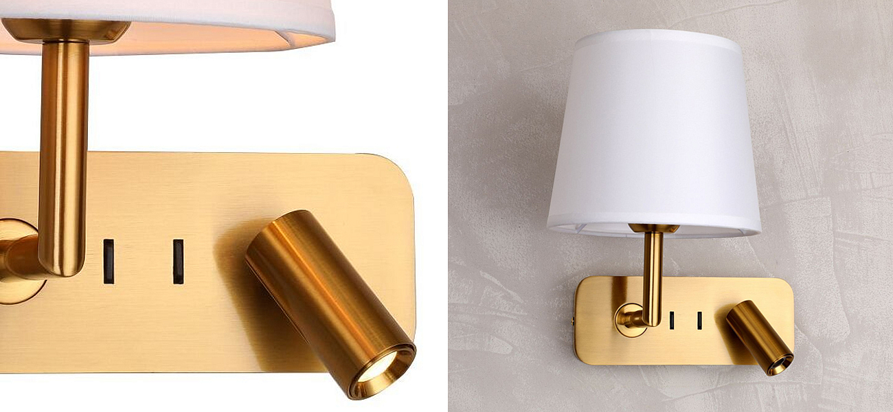 Бра с абажуром Trumpet Lamp Brass 2 лампы Бра с абажуром Trumpet Lamp Brass 2 лампы - Loft-Concept в Саратове