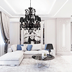 Люстра подвесная с плиссированными абажурами и множеством подвесок черного цвета Диаметр 62 см Lustre Reverie варинант исполнения - 4 | Loft Concept в Саратове