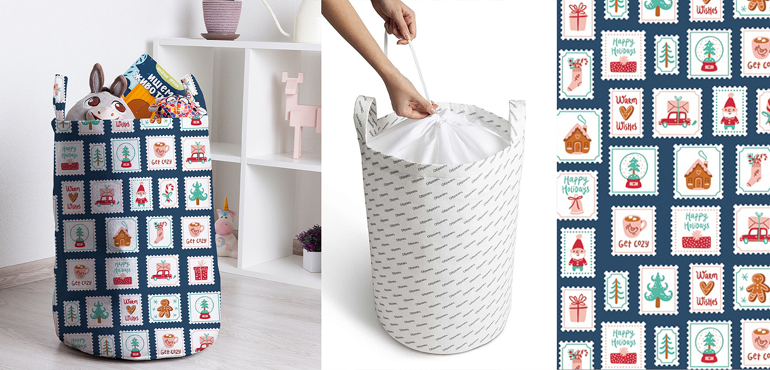 Корзина New Year Postage Stamps Basket Корзина New Year Postage Stamps Basket - Loft-Concept в Саратове