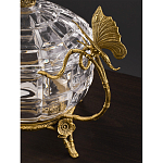 Конфетница из прозрачного рельефного стекла с ручками в виде стрекоз и фигуркой лебедя Eden Garden варинант исполнения - 4 | Loft Concept в Саратове