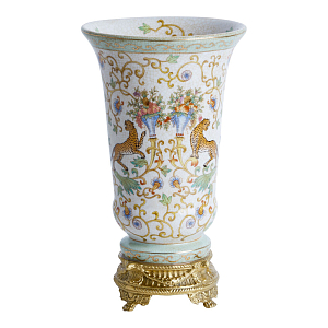 Ваза из фарфора на бронзовом основании Turquoise Blooming Garden