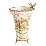 Ваза из фарфора с бронзовой стрекозой  Paradise Dragonfly варинант исполнения - 6 | Loft Concept в Саратове