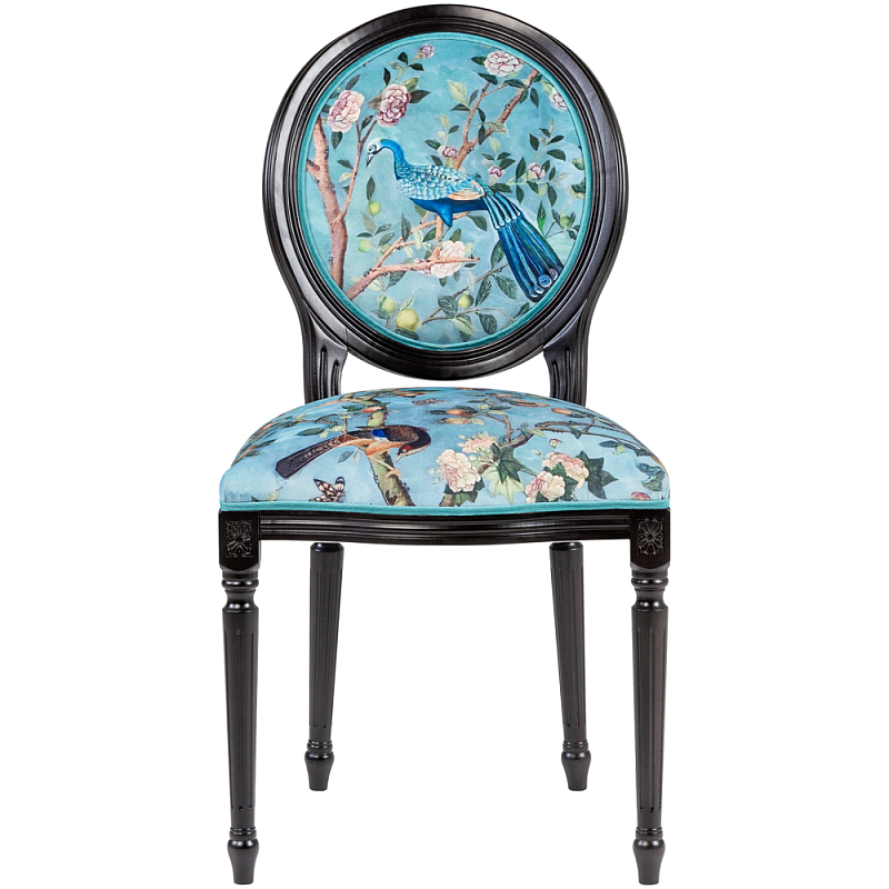 Стул из массива бука бирюзовый с изображением птиц в саду Turquoise Chinoiserie Bird Chair Бирюзовый Мульти Черный Стул из массива бука бирюзовый с изображением птиц в саду Turquoise Chinoiserie Bird Chair Бирюзовый Мульти Черный в Саратове | Loft Concept