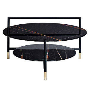 Стол журнальный круглый черный с полкой Inherence