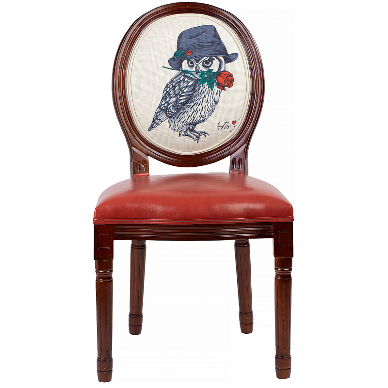 Стул French Owl with a rose Красный Бежевый Синий Коричневый Стул French Owl with a rose Красный Бежевый Синий Коричневый в Саратове | Loft Concept