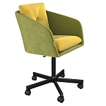 Стул с мягкой обивкой из велюра и подъемно-поворотным механизмом на колесиках Mason Green and Yellow варинант исполнения - 1 | Loft Concept в Саратове