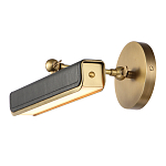 Светильник для картин цвет винтажная латунь с прямоугольным плафоном из кожи черного цвета Alora варинант исполнения - 4 | Loft Concept в Саратове