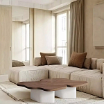 Дизайнерский журнальный стол с фигурной столешницей на белом основании Holarisex варинант исполнения - 1 | Loft Concept в Саратове