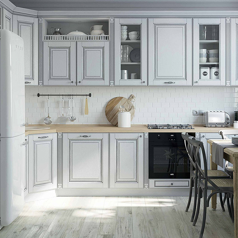 Угловая кухня в стиле Прованс из массива дерева Colombe Provence Kitchen Set Белый Ясень Угловая кухня в стиле Прованс из массива дерева Colombe Provence Kitchen Set Белый Ясень в Саратове | Loft Concept