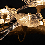 Люстра подвесная с прозрачными стеклянными птичками на ветвях Диаметр 80 см Serip Voa варинант исполнения - 10 | Loft Concept в Саратове