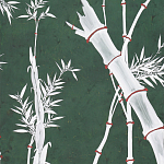 Обои ручная роспись Bamboo Argent on Edo Green painted silk варинант исполнения - 2 | Loft Concept в Саратове