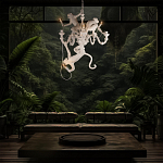Люстра с тремя фигурами обезьян с лампочками в руках белого цвета Hanging Monkey варинант исполнения - 10 | Loft Concept в Саратове