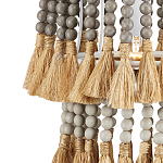 Подвесной светильник двухъярусный с декором из круглых деревянных бусин с кисточками Gray Brown Wooden Beads Chandelier варинант исполнения - 1 | Loft Concept в Саратове
