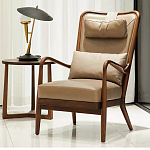 Кресло c каркасом из массива дерева и с мягким подголовником Walnut Armchair варинант исполнения - 1 | Loft Concept в Саратове