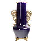 Ваза темно-синяя фарфоровая с бронзовыми ручками и ножками Eden Garden варинант исполнения - 1 | Loft Concept в Саратове