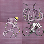 Плитка с узором Осьминог велосипедист варинант исполнения - 2 | Loft Concept в Саратове