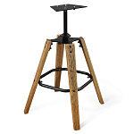 Барный стул со спинкой и металлической подставкой на 4-х деревянных ножках Синий Велюр Vendramin Chair варинант исполнения - 4 | Loft Concept в Саратове