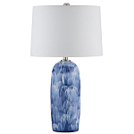 Настольная лампа керамическая с бело-синими мазками Painterly Strokes варинант исполнения - 3 | Loft Concept в Саратове