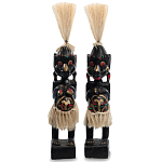 Комплект из 2-х деревянных статуэток Asmat Straw Headdress Statuettes Multicolor варинант исполнения - 1 | Loft Concept в Саратове